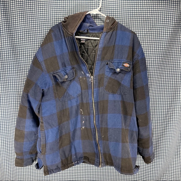 Dickies Plaid Flannel Hoodie Mens Size 
